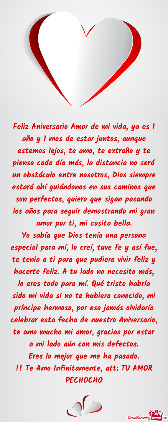 O, te extraño y te pienso cada día más, la distancia no será un obstáculo entre nosotros, Dios