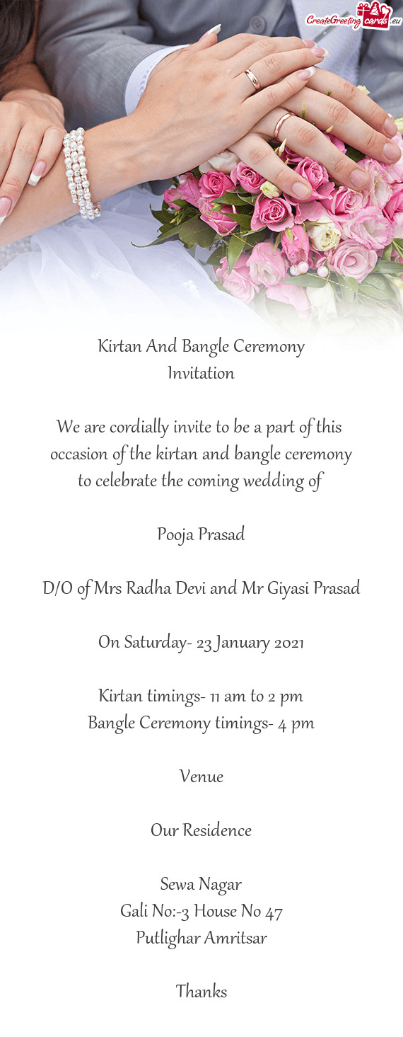 Occasion of the kirtan and bangle ceremony