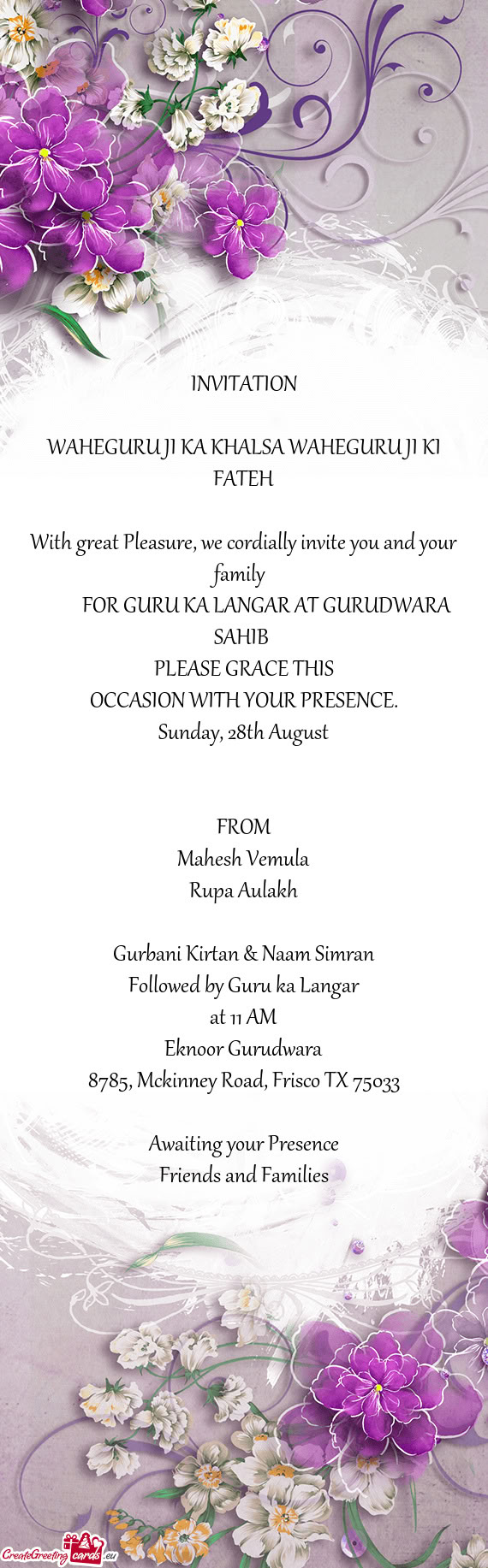 OCCASION WITH YOUR PRESENCE