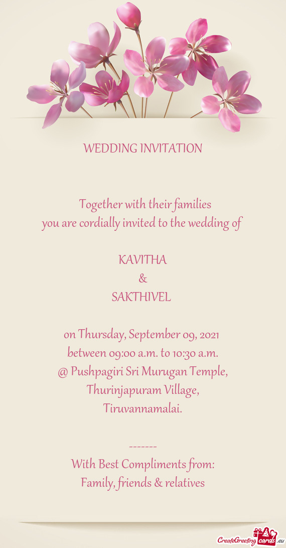 Of
 
 KAVITHA
 &
 SAKTHIVEL 
 
 on Thursday