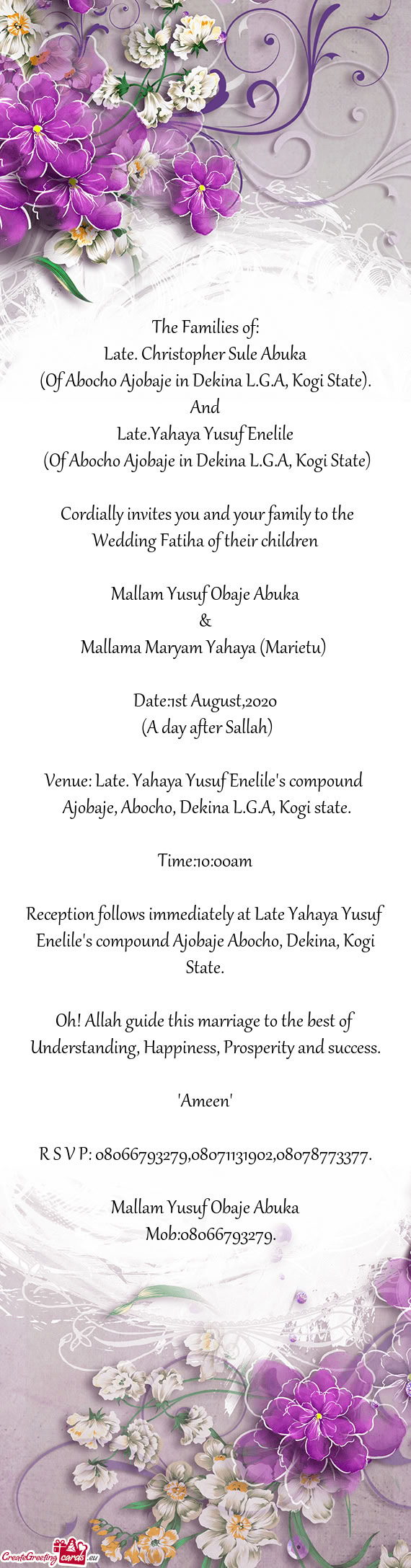 (Of Abocho Ajobaje in Dekina L.G.A, Kogi State)