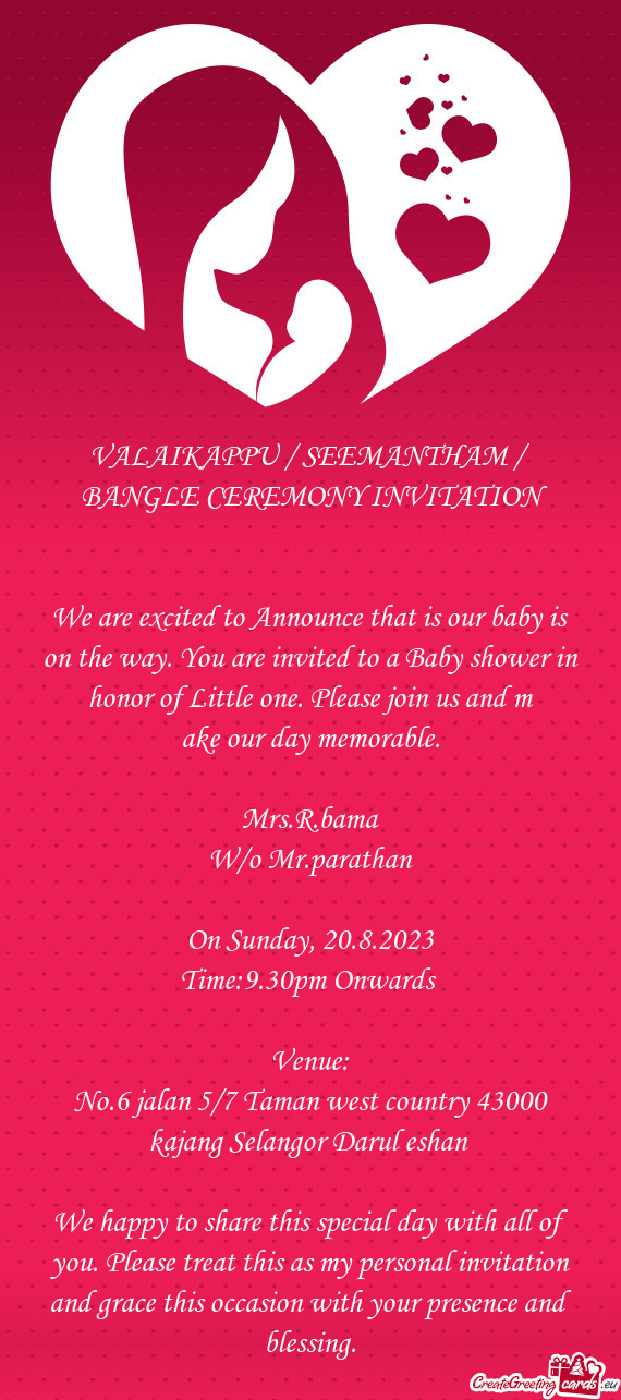 Of Little one. Please join us and m