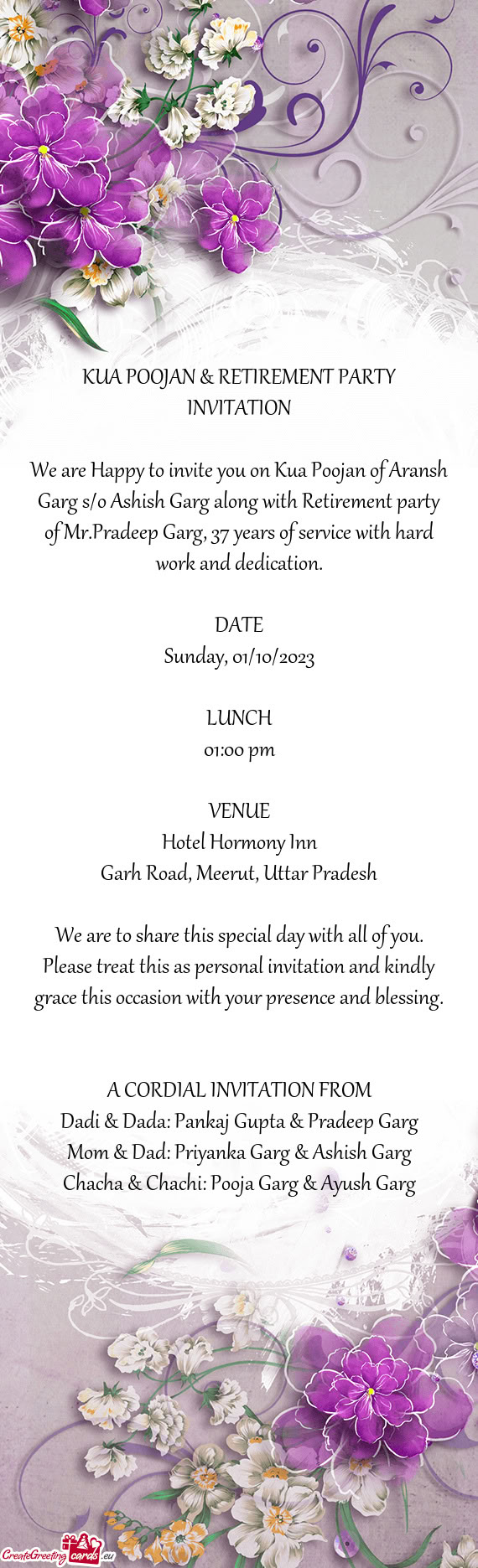 Of Mr.Pradeep Garg, 37 years of service with hard work and dedication