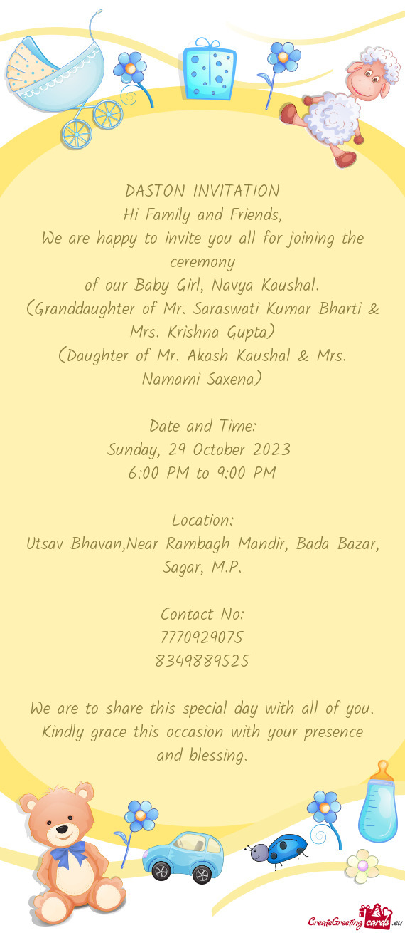 Of our Baby Girl, Navya Kaushal