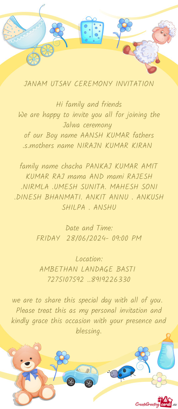 Of our Boy name AANSH KUMAR fathers .s.mothers name NIRAJN KUMAR KIRAN