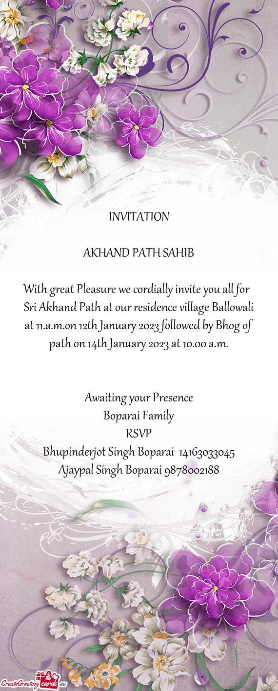 Of path on 14th January 2023 at 10.00 a.m