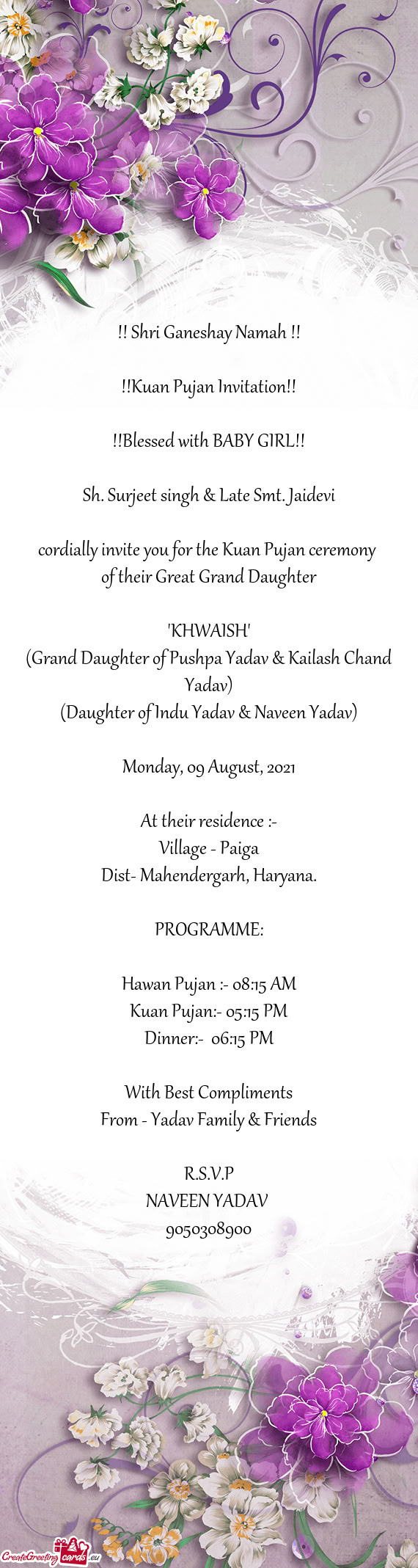 Of their Great Grand Daughter