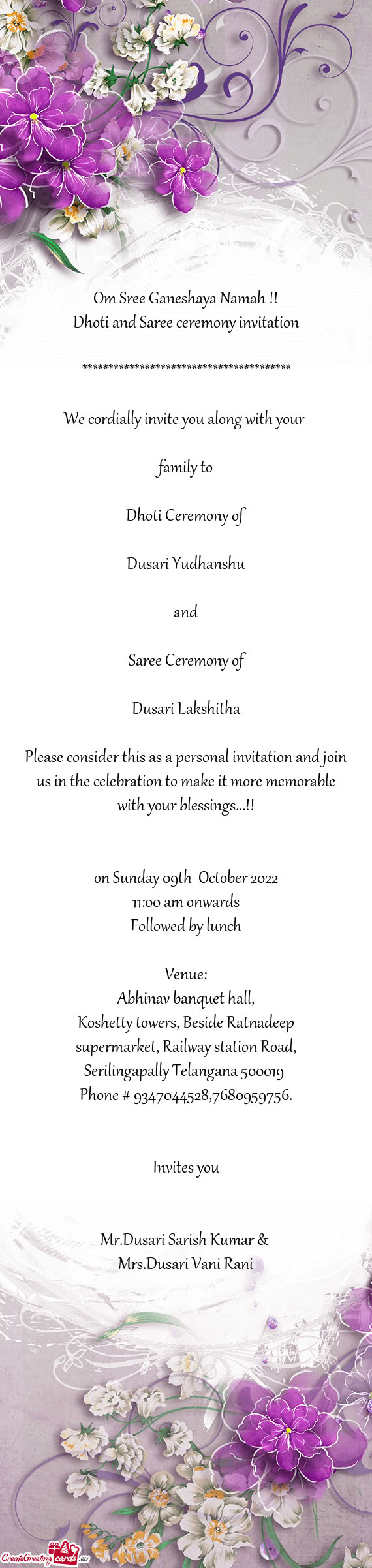 Om Sree Ganeshaya Namah