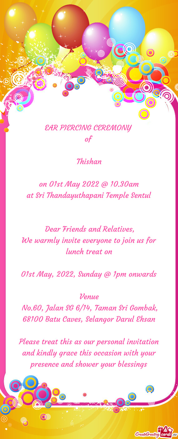 On 01st May 2022 @ 10.30am