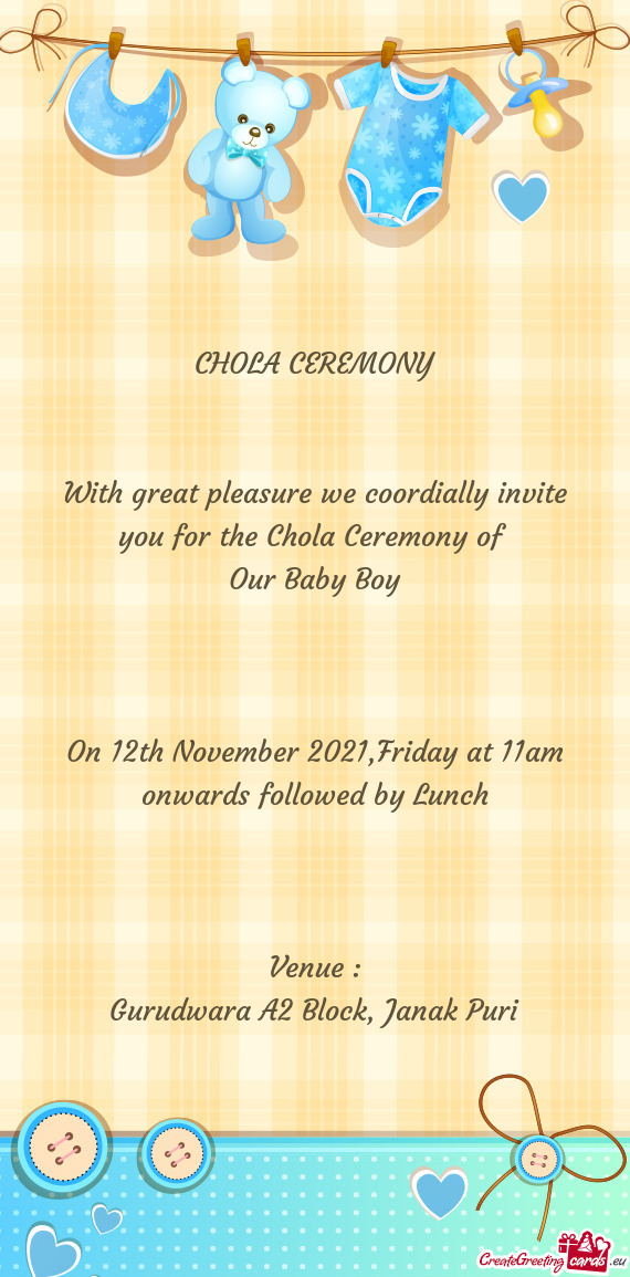 On 12th November 2021,Friday at 11am onwards followed by Lunch