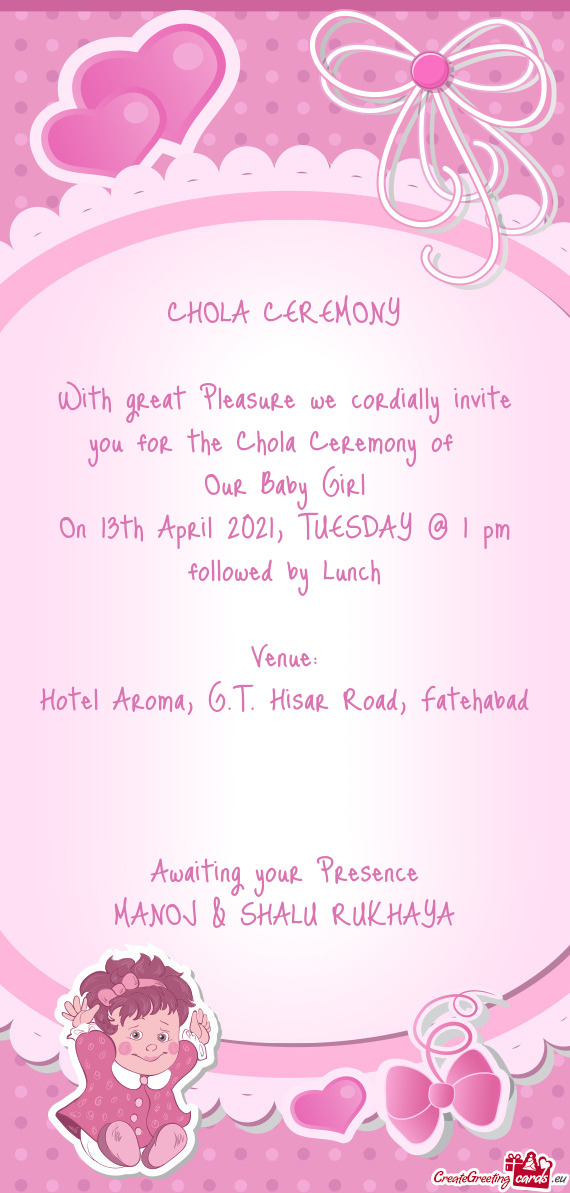 On 13th April 2021, TUESDAY @ 1 pm followed by Lunch