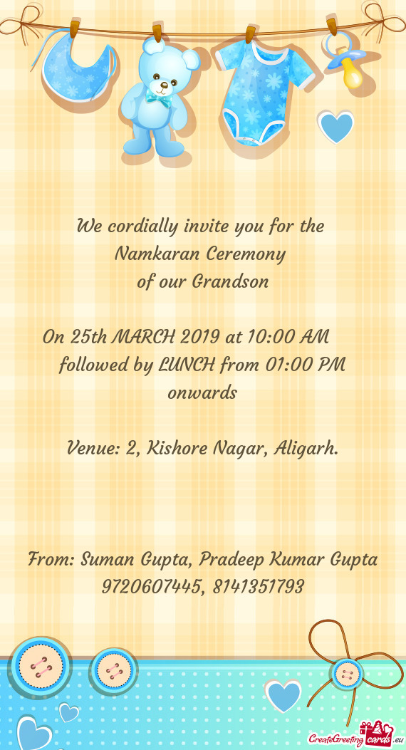 On 25th MARCH 2019 at 10:00 AM  followed by LUNCH from 01:00 PM onwards