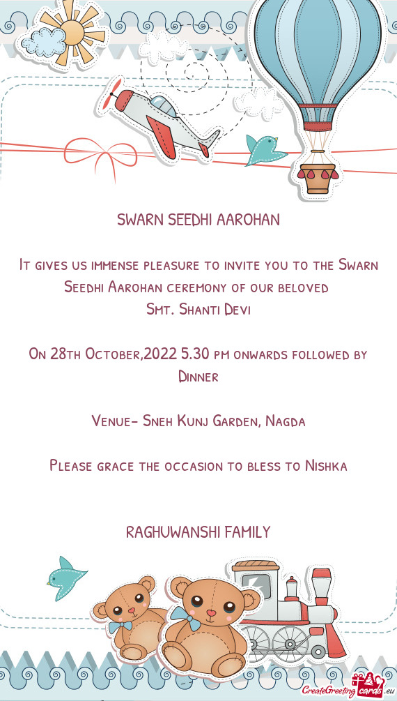 On 28th October,2022 5.30 pm onwards followed by Dinner