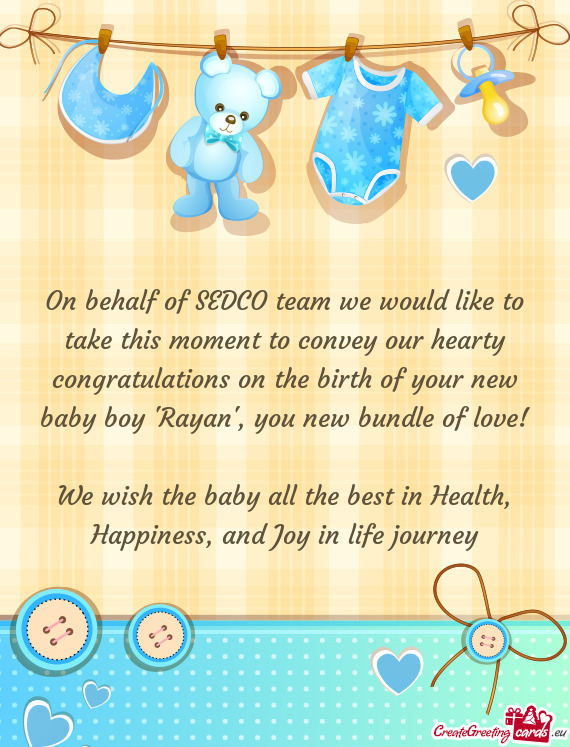 On behalf of SEDCO team we would like to take this moment to convey our hearty congratulations on th