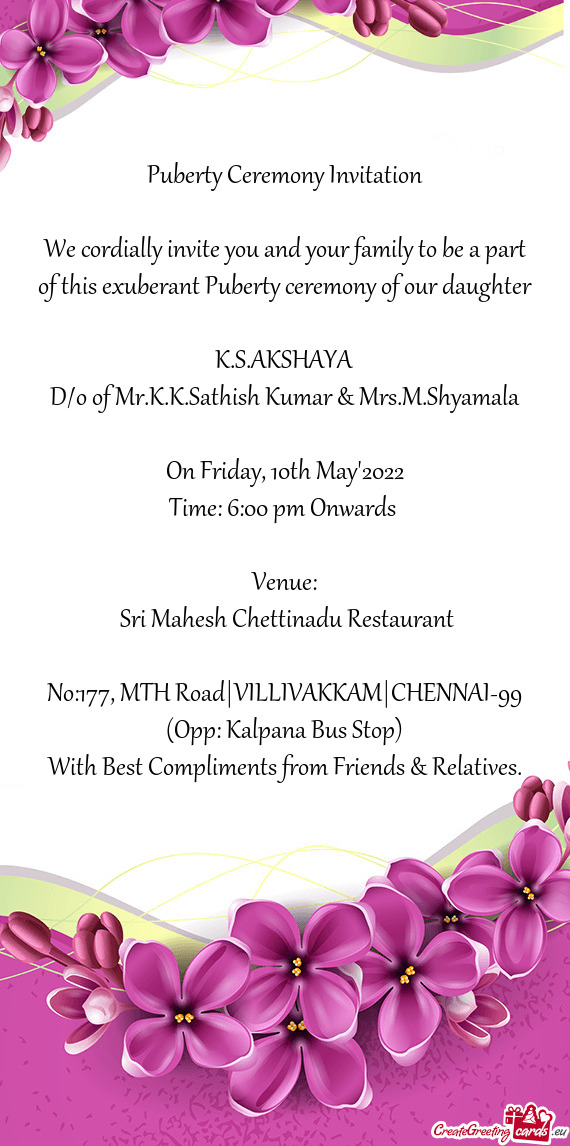 On Friday, 10th May