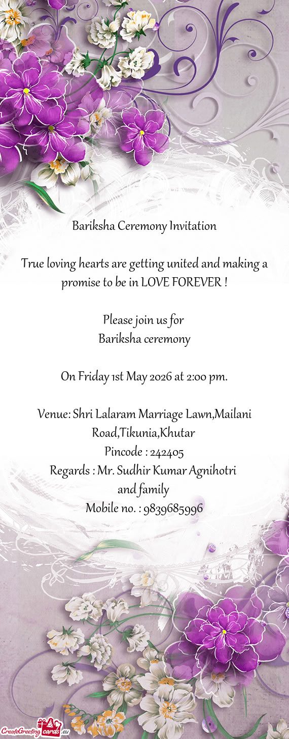 On Friday 1st May 2026 at 2:00 pm