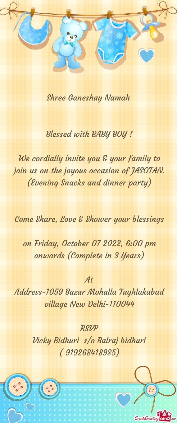 On Friday, October 07 2022, 6:00 pm onwards (Complete in 3 Years)