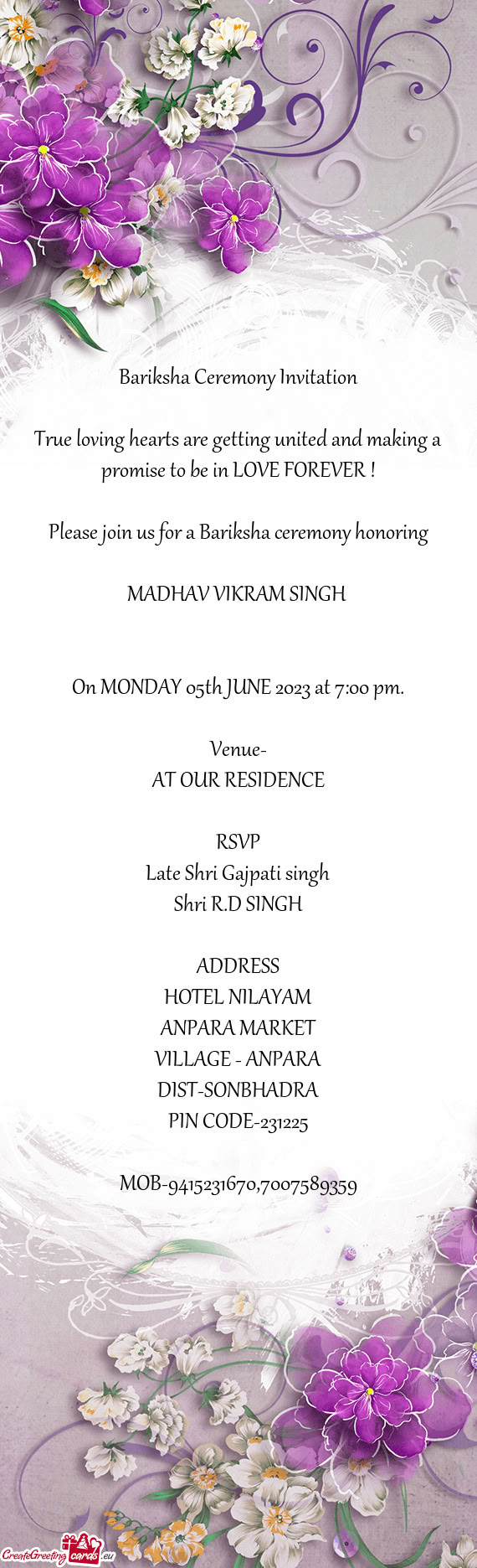 On MONDAY 05th JUNE 2023 at 7:00 pm