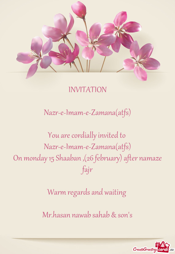 On monday 15 Shaaban ,(26 february) after namaze fajr