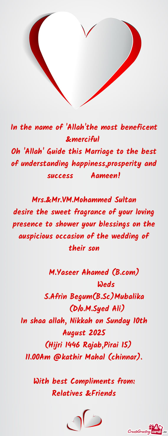 On of the wedding of their son