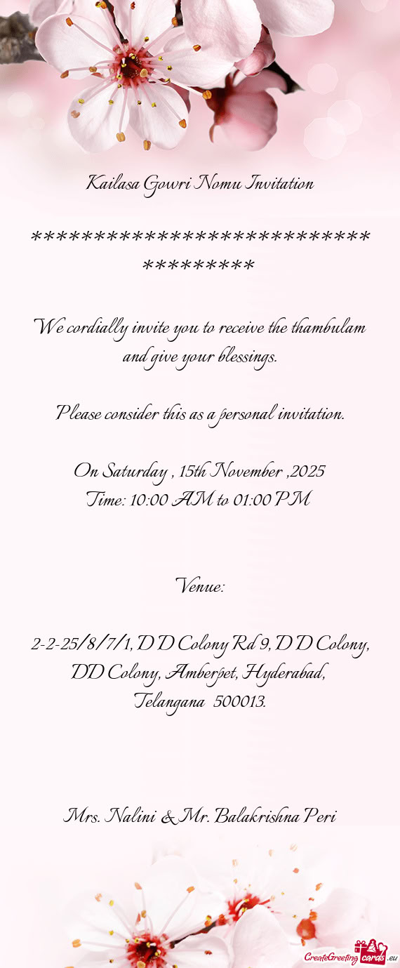 On Saturday , 15th November ,2025