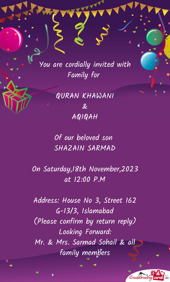 On Saturday,18th November,2023 at 12:00 P.M