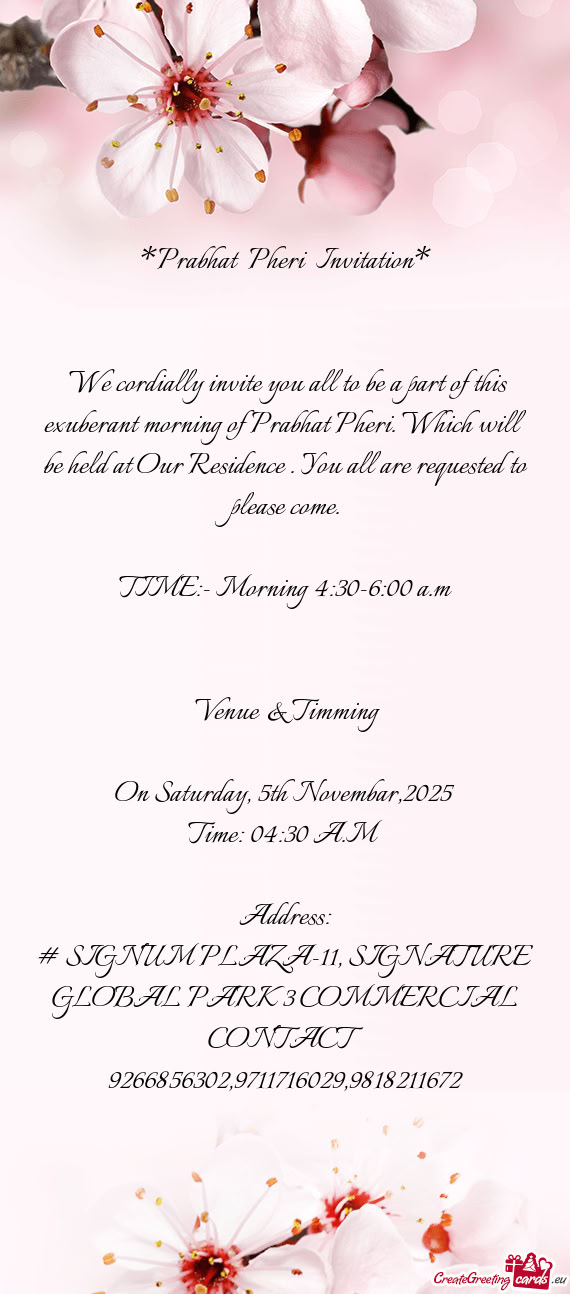 On Saturday, 5th Novembar,2025