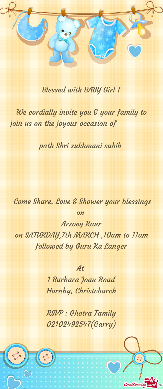 On SATURDAY,7th MARCH ,10am to 11am followed by Guru Ka Langer