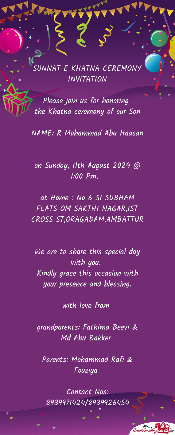 On Sunday, 11th August 2024 @ 1:00 Pm