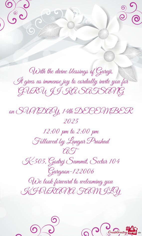 On SUNDAY, 14th DECEMBER 2025