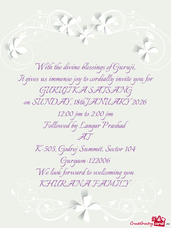 On SUNDAY, 18th JANUARY 2026