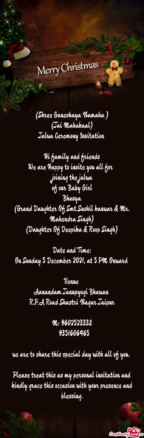 On Sunday 5 December 2021, at 5 PM Onward