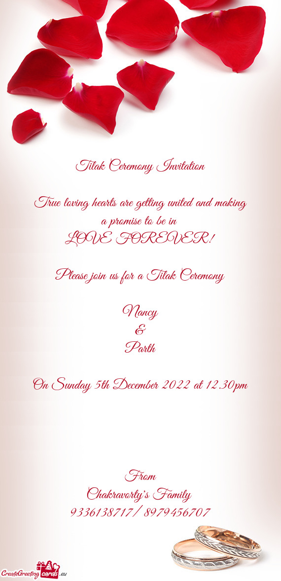 On Sunday 5th December 2022 at 12.30pm