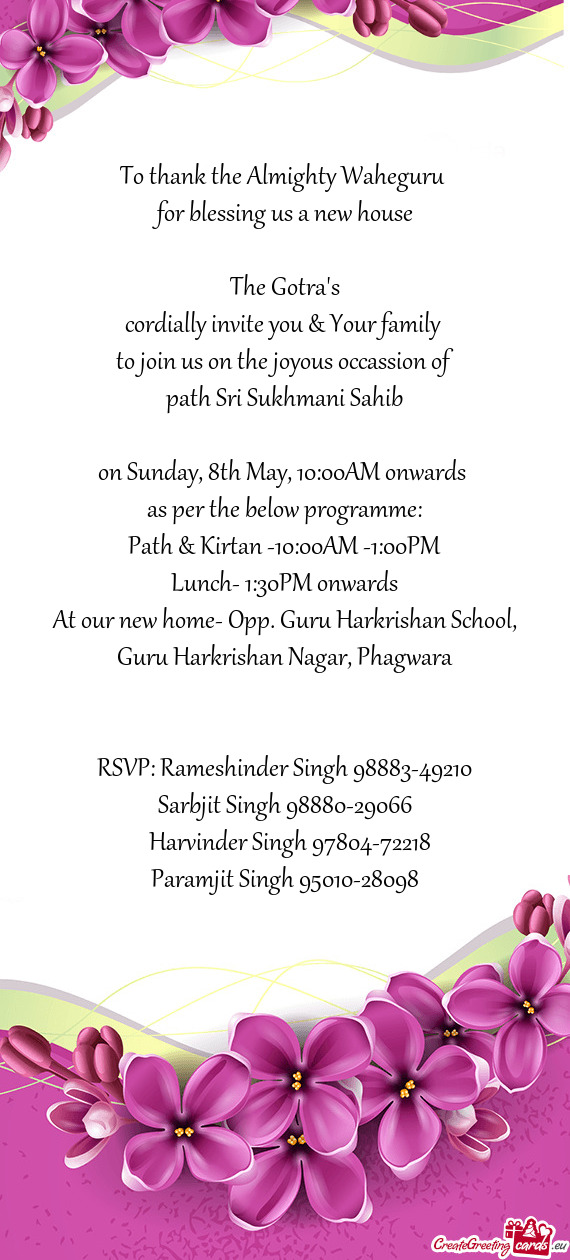 On Sunday, 8th May, 10:00AM onwards