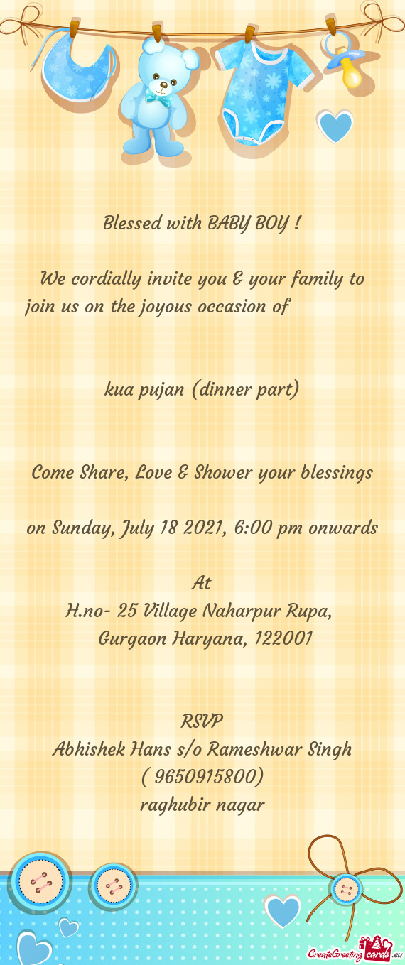 On Sunday, July 18 2021, 6:00 pm onwards