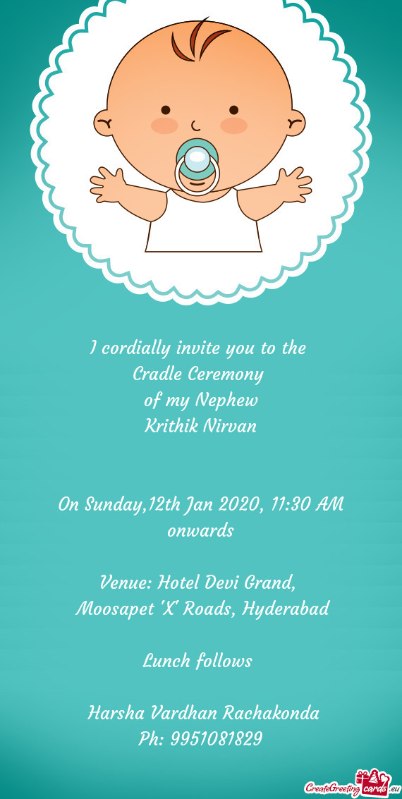 On Sunday,12th Jan 2020, 11:30 AM onwards