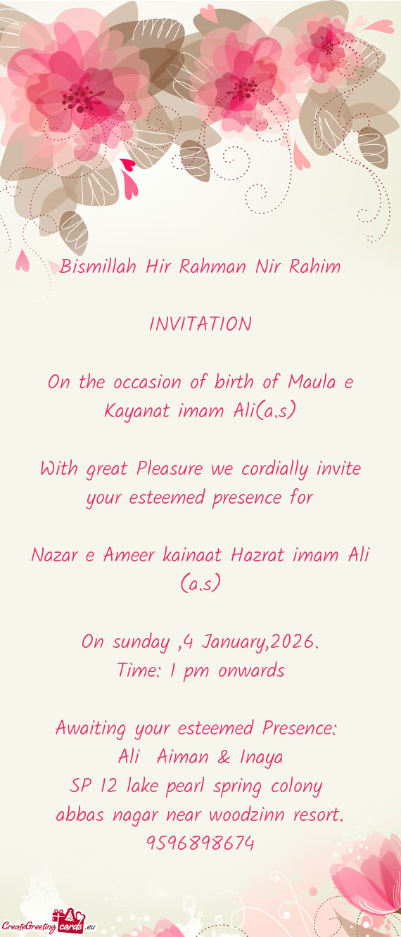 On the occasion of birth of Maula e Kayanat imam Ali(a.s)