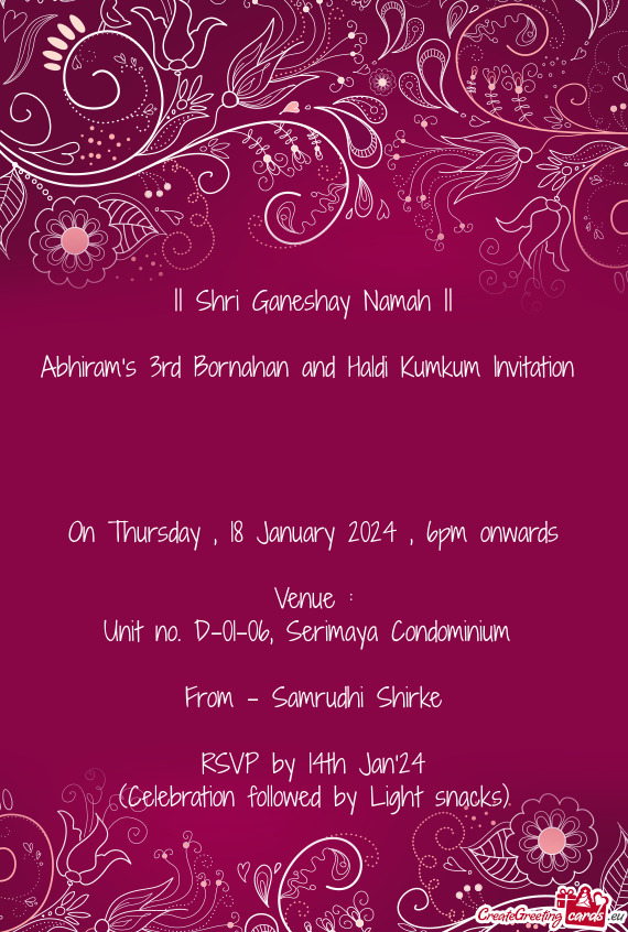 On Thursday , 18 January 2024 , 6pm onwards