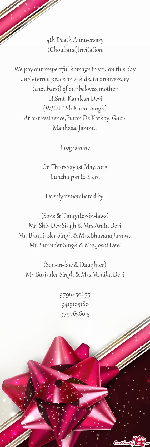 On Thursday,1st May,2025