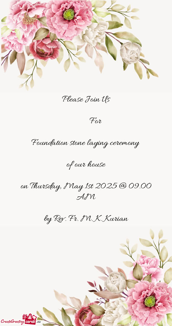 On Thursday, May 1st 2025 @ 09.00 AM