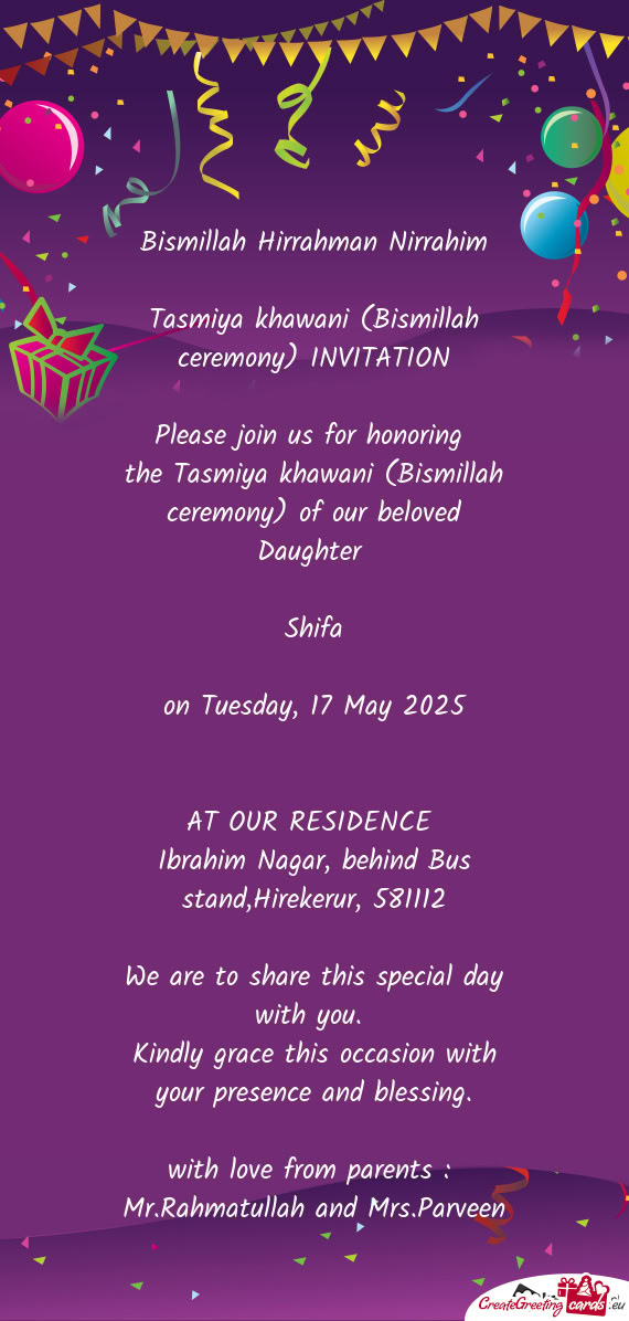 On Tuesday, 17 May 2025