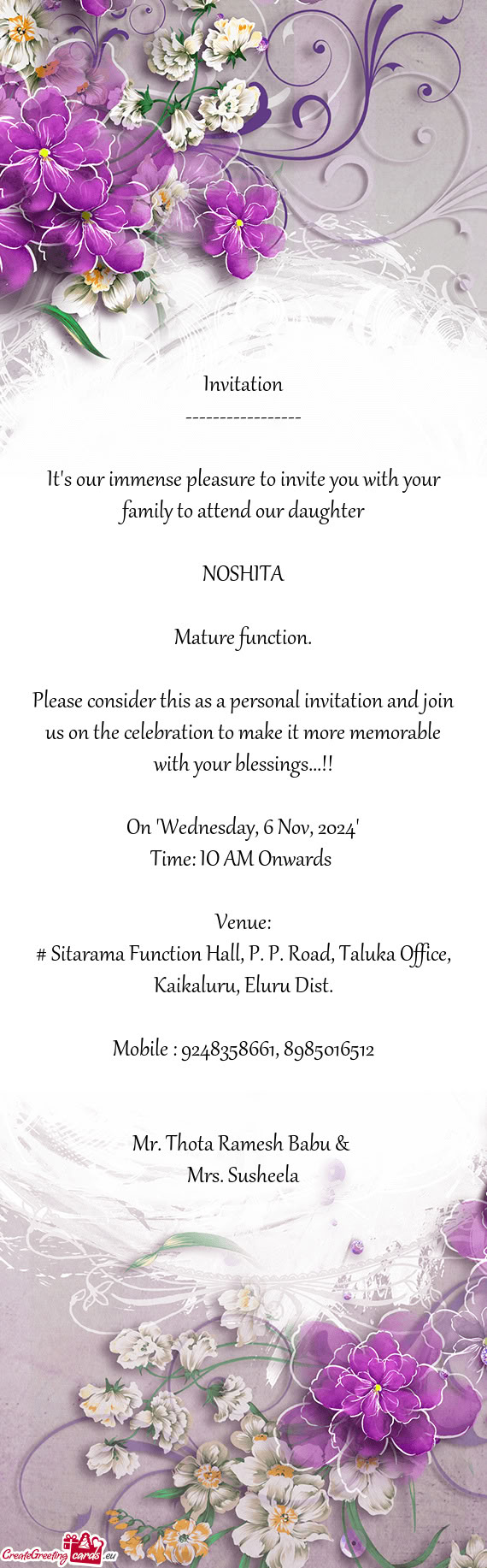 On "Wednesday, 6 Nov, 2024"