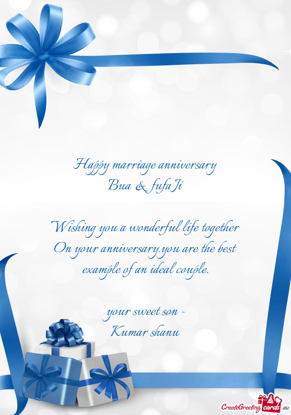 On your anniversary.you are the best example of an ideal couple