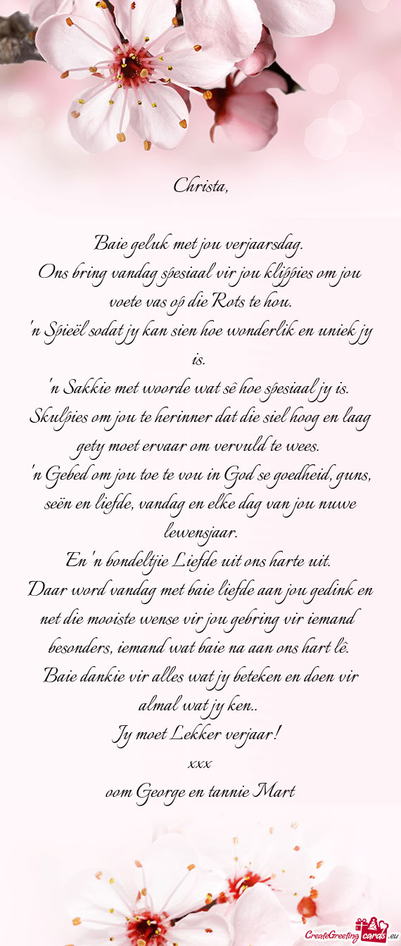 Ons bring vandag spesiaal vir jou klippies om jou voete vas op die Rots te hou