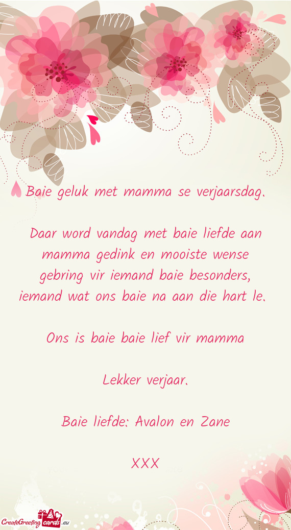 Ons is baie baie lief vir mamma