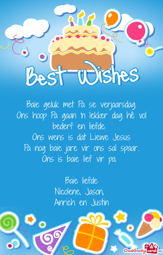 Ons is baie lief vir pa