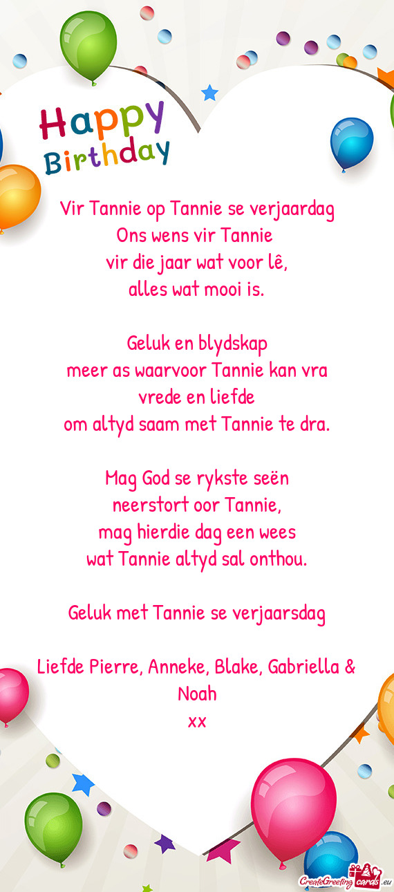 Ons wens vir Tannie