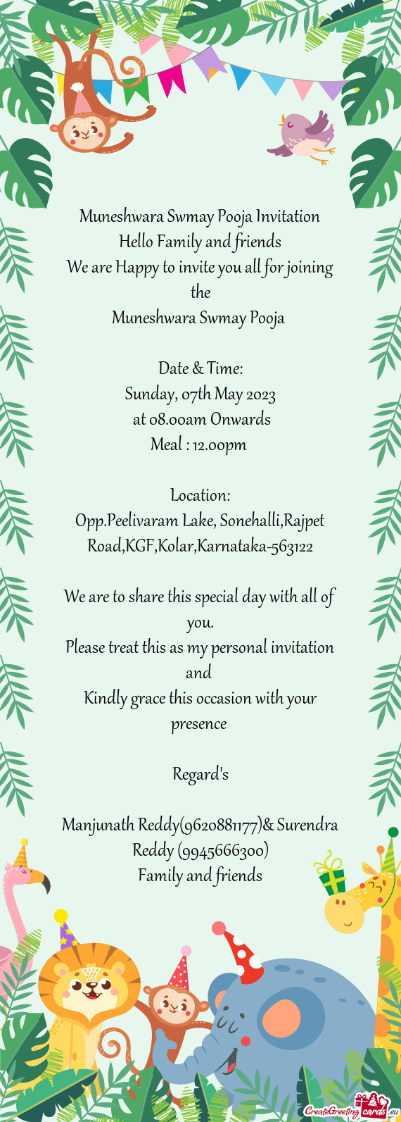 Opp.Peelivaram Lake, Sonehalli,Rajpet Road,KGF,Kolar,Karnataka-563122