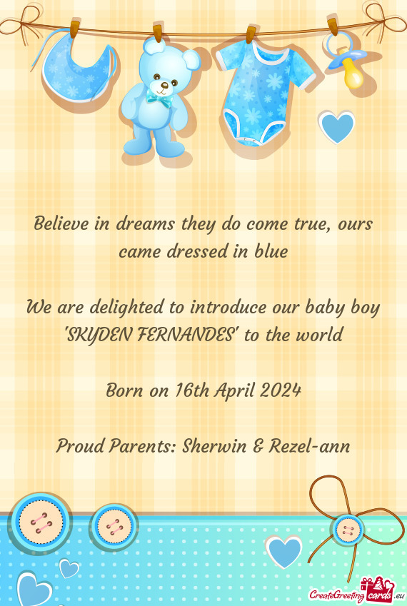 Orld Born on 16th April 2024 Proud Parents