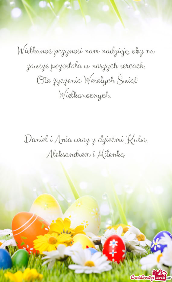 Oto życzenia Wesołych Świąt Wielkanocnych